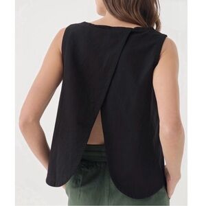 Pact  black organic cotton linen blend tulip back tank top NWT